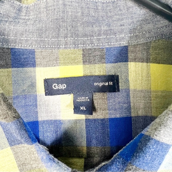 GAP Men's Size XL Casual Button Down Cotton Shirt Short Sleeve Plaid - Picture 4 of 5